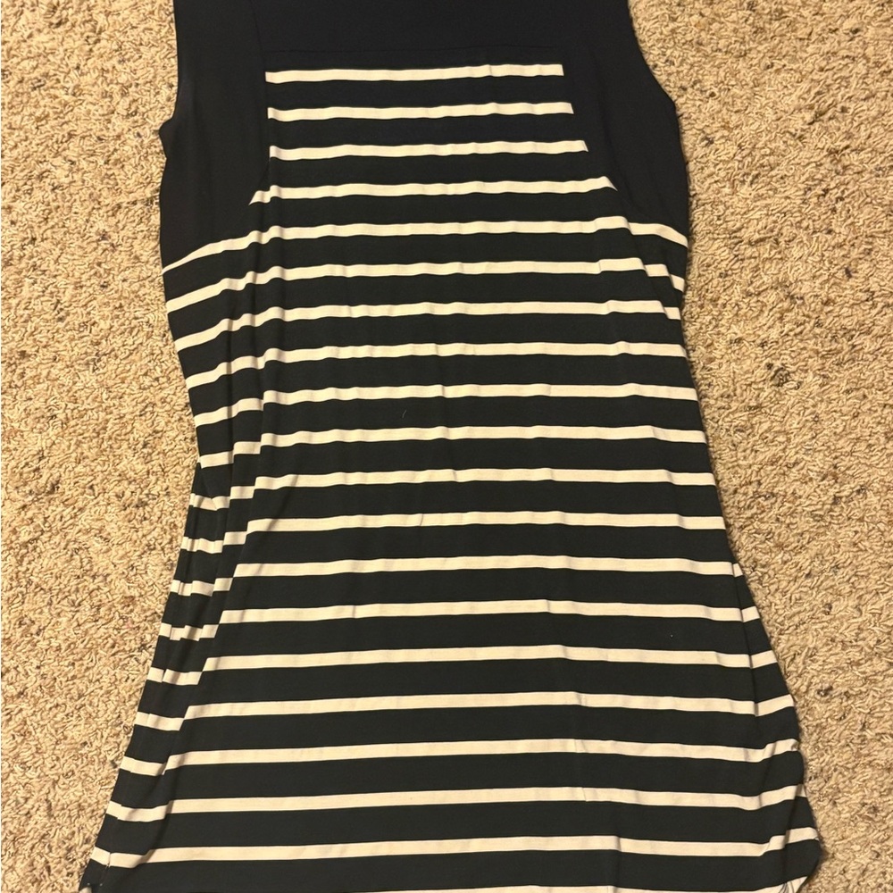 247 Black dress with Cream Stripes